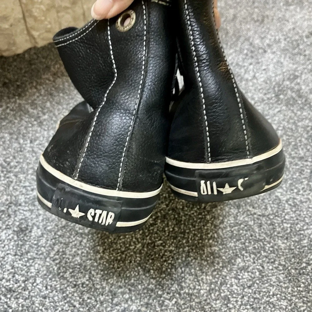 Converse Chuck Taylor Size 12 All Star Leather High Top Black Sneakers Men's - Picture 3 of 6